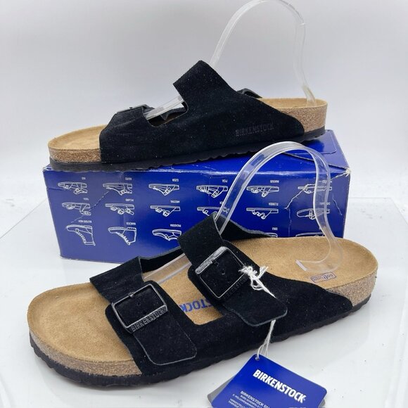 Birkenstock Arizona Soft Footbed Sandal Black Suede EU 45 Mens US 12- 12.5 Wide - Picture 4 of 14